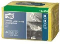 Tork Coloured Long-Lasting Cleaning Cloth, Yellow, 75gsm
